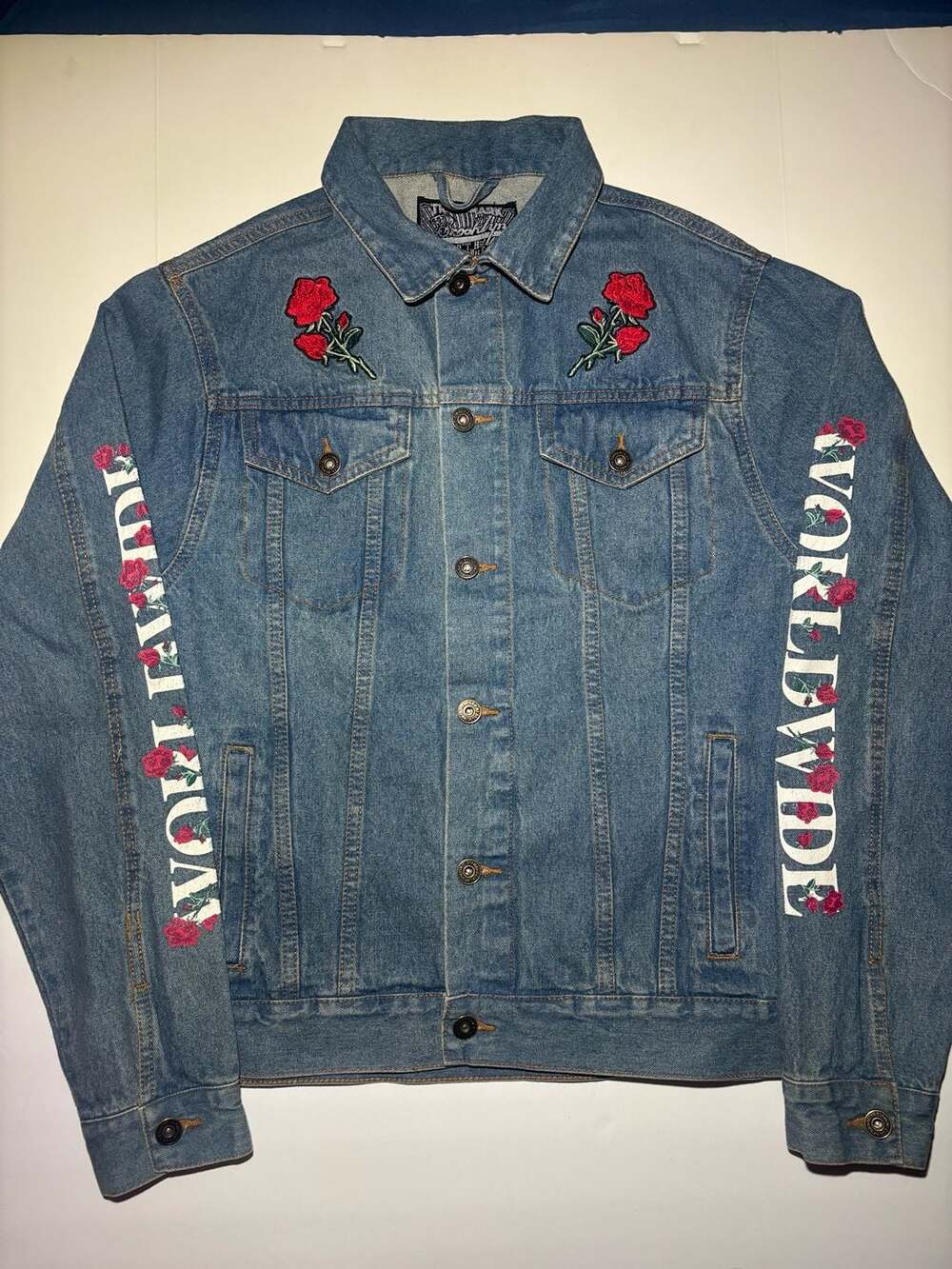 Trademark Brooklyn Cloth Men's Worldwide Culture Rose Embroidered Denim Jacket